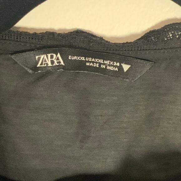 Zara Black tie front lace‎ blouse women's size XXL - Picture 2 of 5